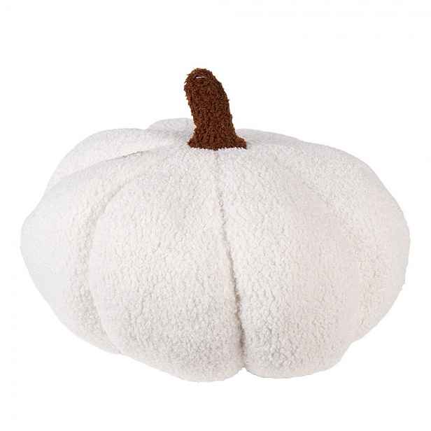 Bílá textilní dekorace dýně Pillo Pumpkin S - Ø 20*14 cm Clayre & Eef