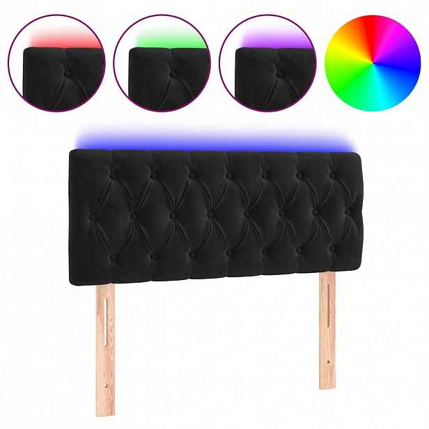 vidaXL Čelo postele s LED černé 100 x 7 x 78/88 cm samet