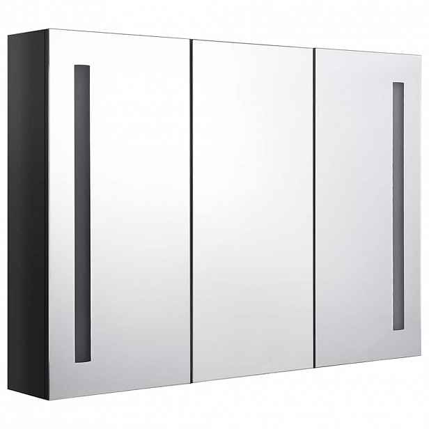 vidaXL LED koupelnová skříňka se zrcadlem 89 x 14 x 62 cm zářivě černá