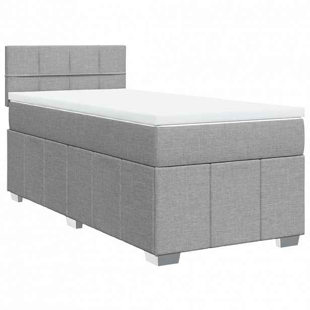 vidaXL Box spring postel s matrací světle šedý 100 x 200 cm textil