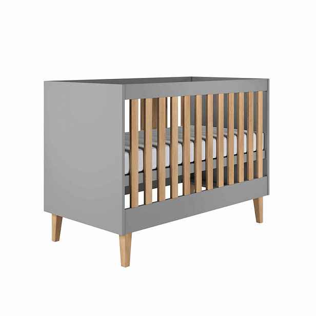 Petits-meubles DĚTSKÁ POSTEL Kubi bez zásuvky, bez matrace, šedá 120/60