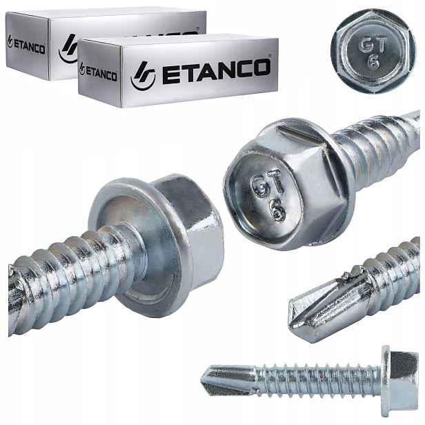Samovrtné šrouby do kovu 6 mm 6,3 x 32 mm Pozink 500 ks Etanco GT6