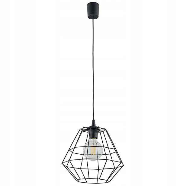 Závěsná lampa Diamond Černá Kovová Stínidlo 1xE27 30 cm Stropní Svítidlo Dům