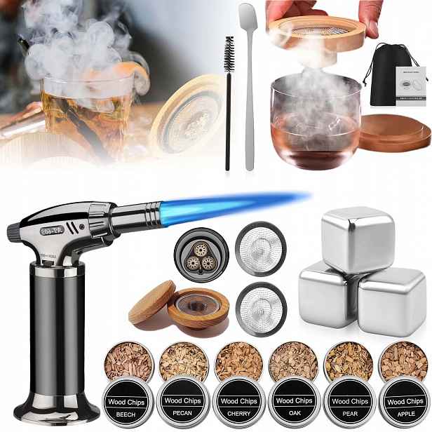 Sada Na Kouření Whiskey Smoker Zapalovač 8 Příchutí Dárek Pro Muže