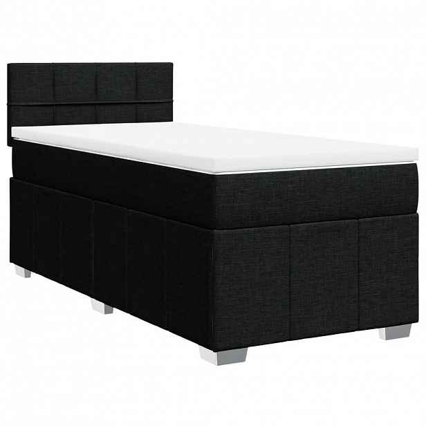 vidaXL Box spring postel s matrací černá 100 x 200 cm textil