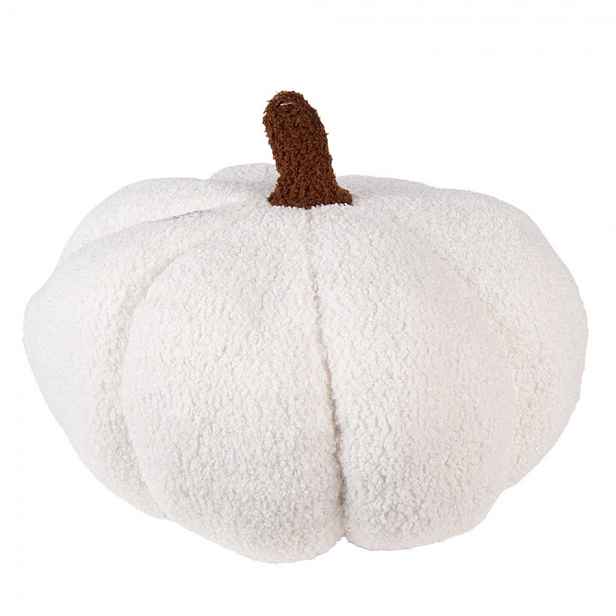 Bílá textilní dekorace dýně Pillo Pumpkin L - Ø 35*22 cm Clayre & Eef
