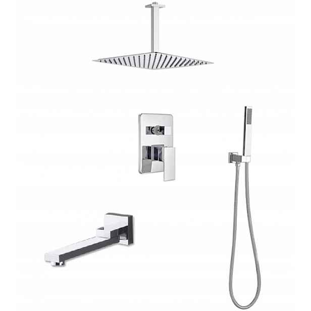 Sprchový Set Podomítkový Vývod Otočný Chrom Dešťová Sprcha 20 cm