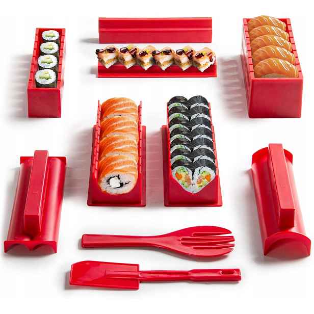 Sada Na Výrobu Sushi Strojek Červený Servírovací Přístroj Na Sušení 10