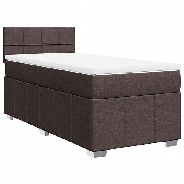 vidaXL Box spring postel s matrací tmavě hnědá 100 x 200 cm textil