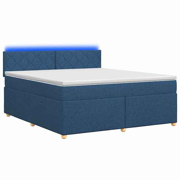 vidaXL Postel boxspring s matrací s čelo Modrá 140 x 190 cm Textil
