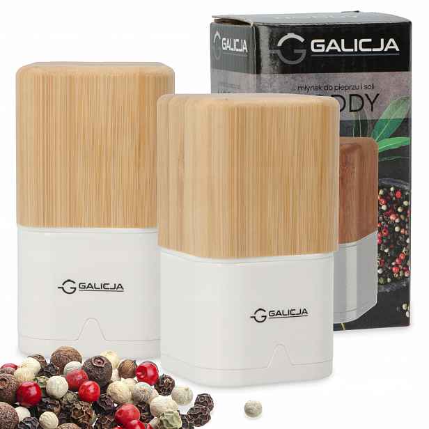 2x Ruční Mlýnek Na Sůl Pepře A Koření Na Mletí Zrn Regulace Dřeva S5