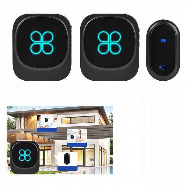 Set Bezdrátový Zvonek Na Dveře Vodotěsný Bezbateriový IP68 180 m