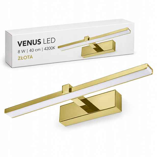 Venus 8W 40 cm zlaté Led nástěnné svítidlo 4200K IP44 580lm do obývacího pokoje