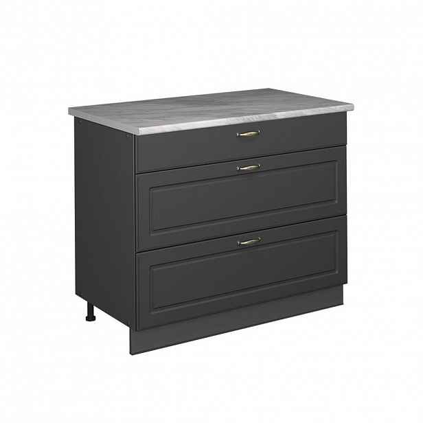 Vicco SPODNÍ SKŘÍŇKA KUCHYŇSKÉ LINKY Fame-Line, Anthrazit-Gold Landhaus/Antracit, 100 cm, PD Mramor