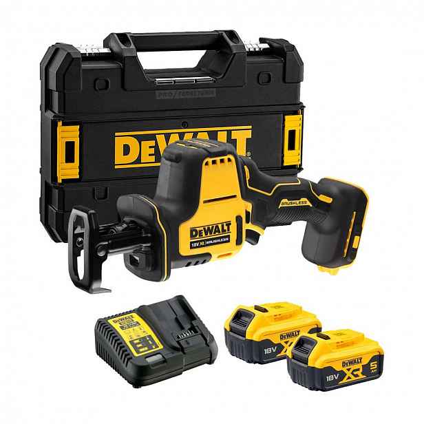DeWALT - 18V AKU kompaktní mečová pila, 2x aku 5,0 Ah XR, nabíječka DCS369P2