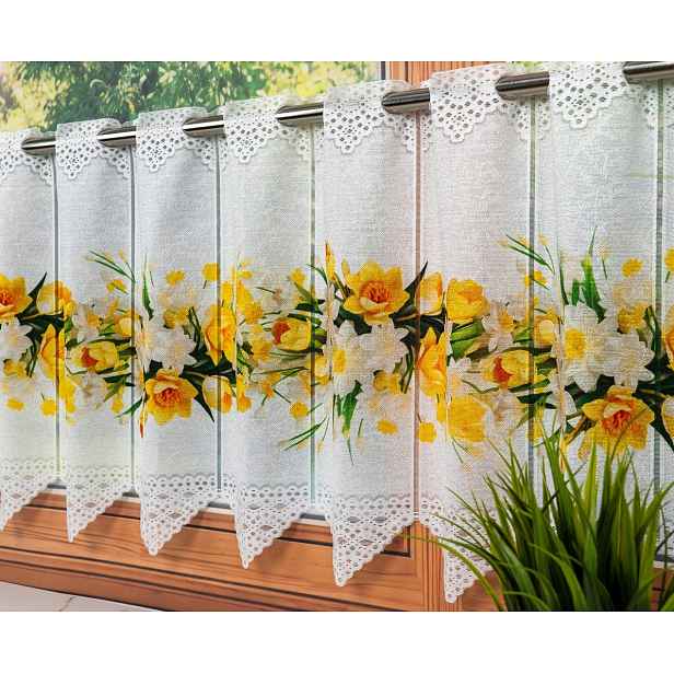 Hotový panel Barevná vitrážová záclona lambrekýn závidí 40x400 louka květiny