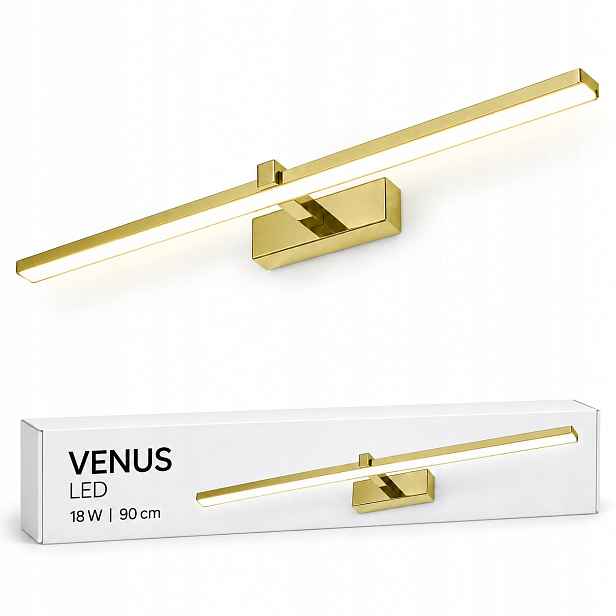 Lampa do kadeřnického salonu Venus Led 18W 90 cm zlatá 4200K IP44 1100lm
