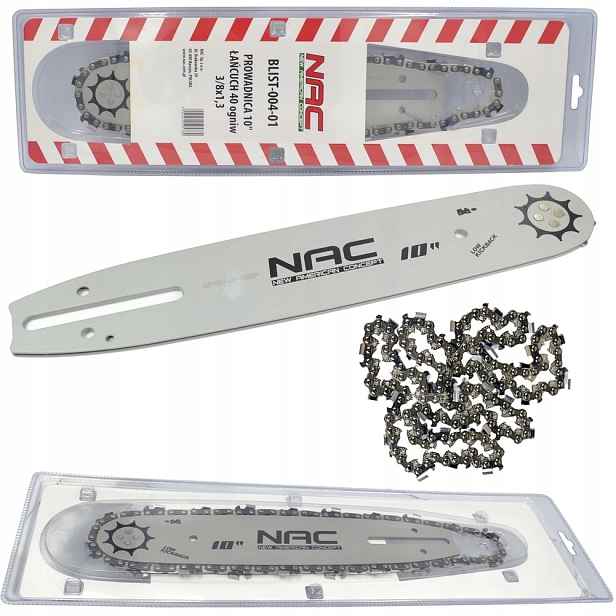 Set Nac Vodítko 10" Řetěz 40 Článků 3/8x1,3 Pro Benzínovou Pilu