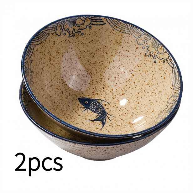 TEMU 2ks, Japonská sada dvou polévkových misek, průměr 8 palců, keramická miska na ramen, snadno se čistí, vhodná do kuchyně rodinné stolování, ručně