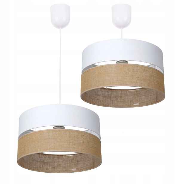 Závěsná Lampa Jutová 40 CM Duo Bílá Převis