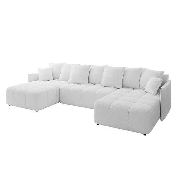 ALTDECOR SEDACÍ SOUPRAVA ve tvaru U s funkcí spaní a úložným prostorem LONLI-U 350x190x68 Bílá Buklé
