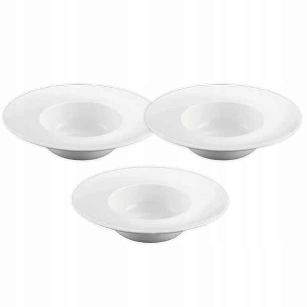 Hluboký talíř na pastu 25,5 cm, 600 ml Bílý Porcelán, 3 kusy