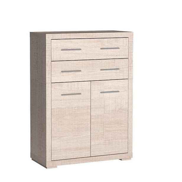 MASSENO KOMODA SALERNO, 88/122,5/40,5 cm s 2 zásuvkami a 2 dvířky, dekor dub