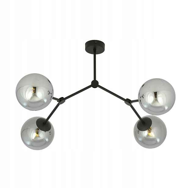 Moderní lampa Neli černá Stropní Svítidlo kovová, grafitové stínítko 4x E14 sklo
