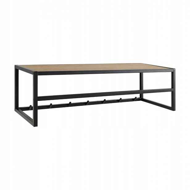 Nástěnný věšák na oblečení z oceli a Mdf, 7 háčků, hnědočerný, Seaford