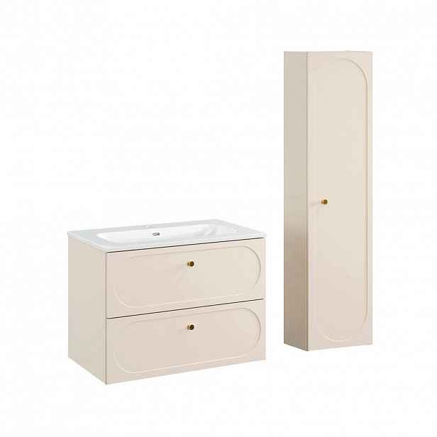 Petits-meubles KOUPELNOVÝ NÁBYTEK 80.2cm Sanae 2er-Set Pískově béžová