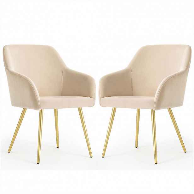 RAUMHIRSCH FURNITURE ČALOUNĚNÁ ŽIDLE, sada 2 ks, kovové nohy, krémová, 54,5/83/58