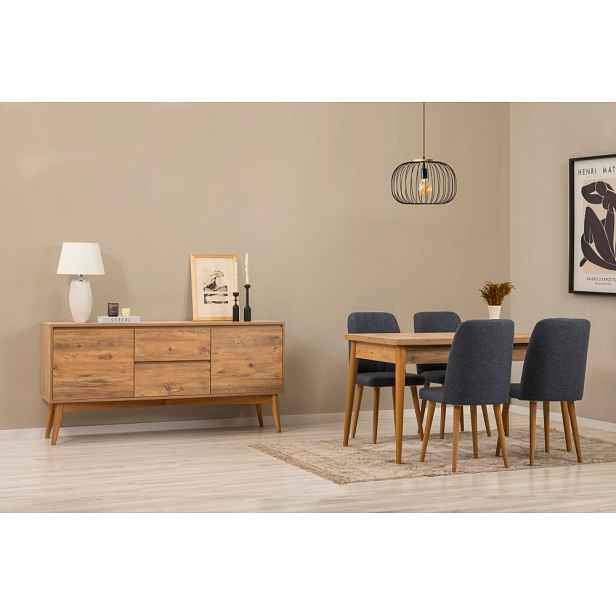 Set s rozkládacím stolem, židlemi a konzolou (6 kusů) Vina 01 1048 - Atlantic Pine, Dark Blue