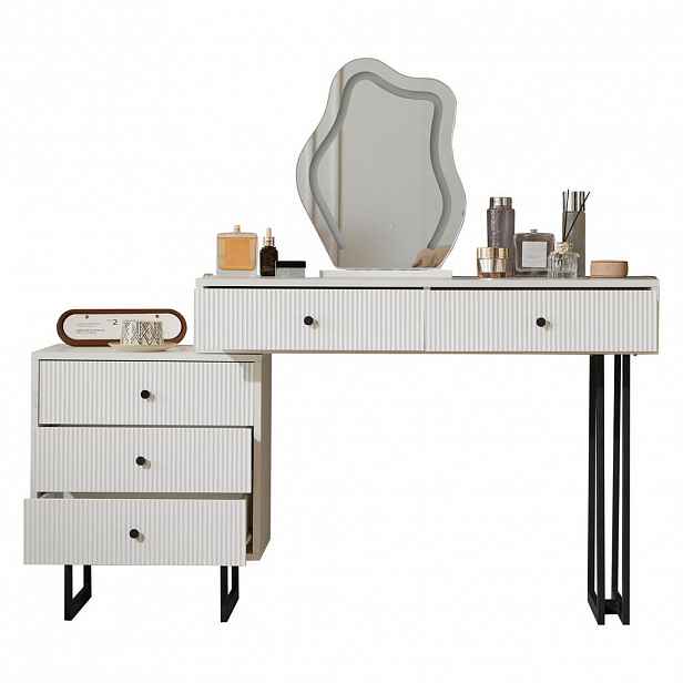 STILVORA TOALETNÍ STOLEK v bílé barvě se zrcadlem, LED osvětlením a výsuvnou deskou 3 barvy světla 100x40x76 cm