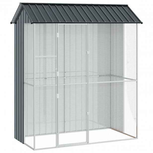 vidaXL Ptačí klec Antracit 215 x 110 x 247 cm Pozinkovaná ocel