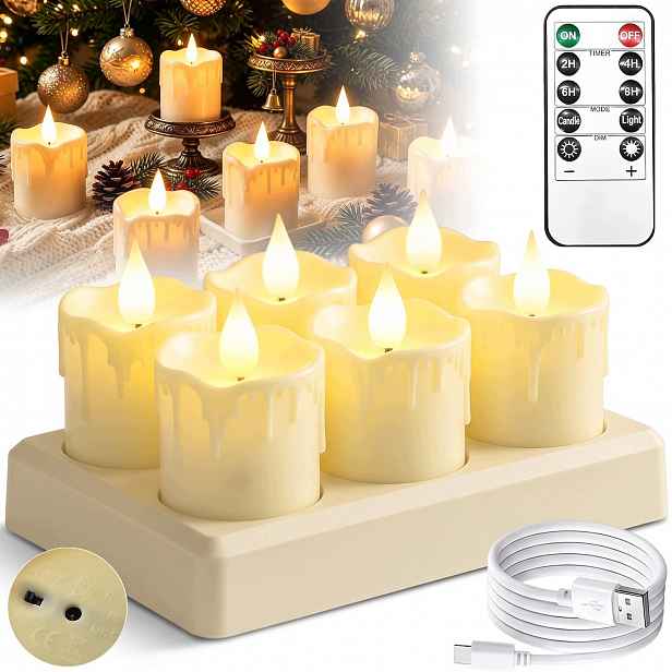 6 X Svíčka Led Lampička Náplň Do Svíčky Plamen Čajová Svíčka Žlutá