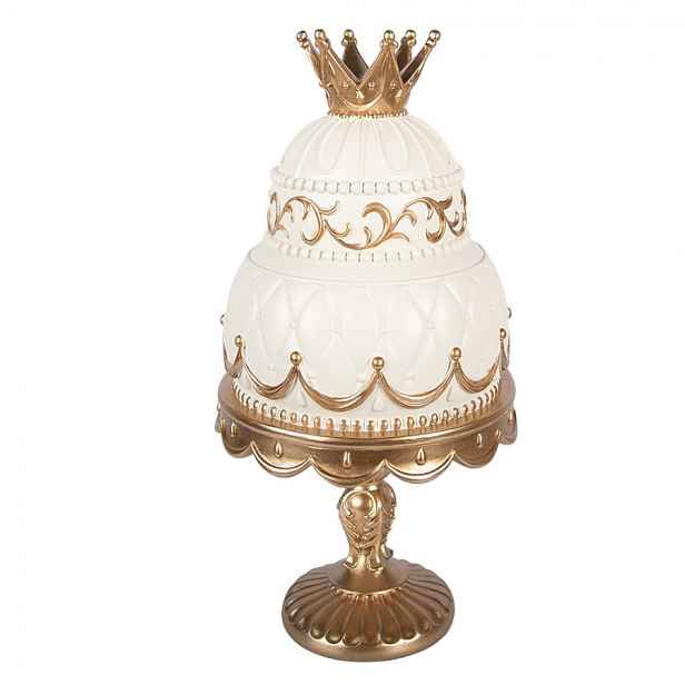 Béžovo-zlatá antik dekorace dort s kounkou - Ø 19*38 cm Clayre & Eef