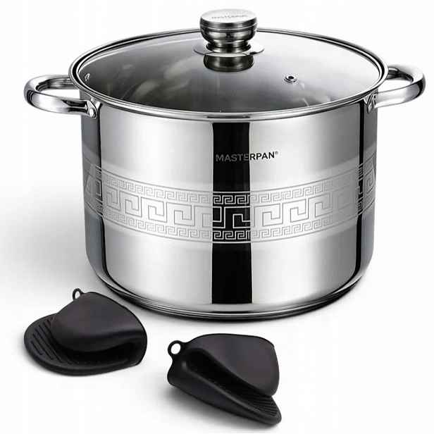 Kotlík Hrnec Stříbrný Vysoký Ocel 28 CM 13,5 L Masterpan