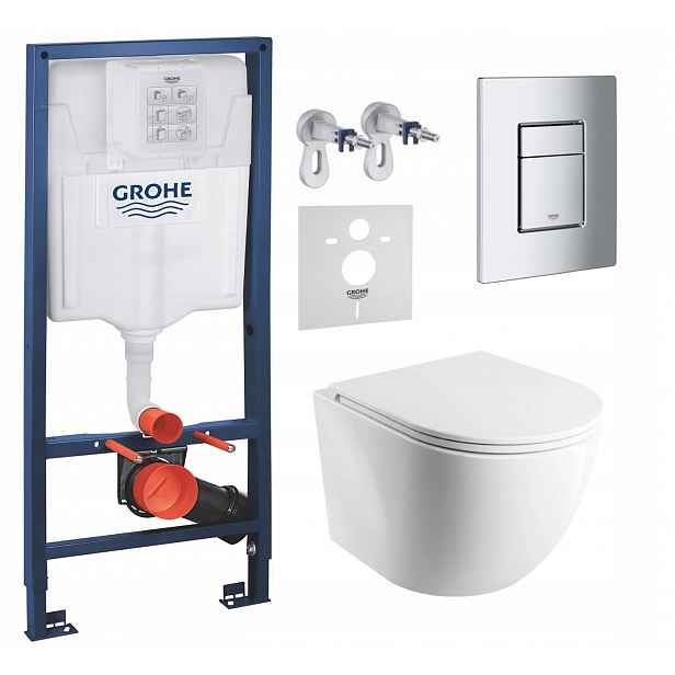 Podomítkový Wc set Grohe s mísou Cspmwbp tlačítko Chrom Mat
