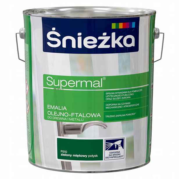 Śnieżka Supermal Olejovo-ftalový Smalt Zelený Mátový Lesk 10 L F510