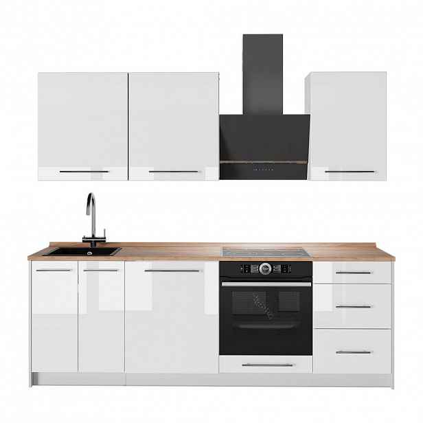 Vicco KUCHYŇSKÝ KOUT Fame-Line, Bílá vysoký lesk/Bílá, 230 cm, PD Dub