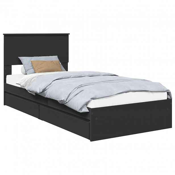 vidaXL Postel s úložným prostorem Černá 90 x 190 cm Kompozitní dřevo