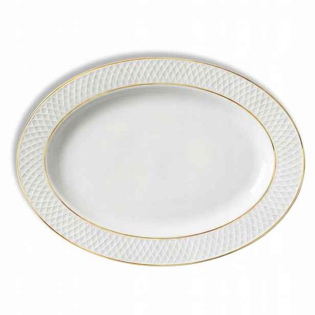 Oválná mísa Bílý zlatý okraj premium Plochý porcelán 35x25 cm Wilmax