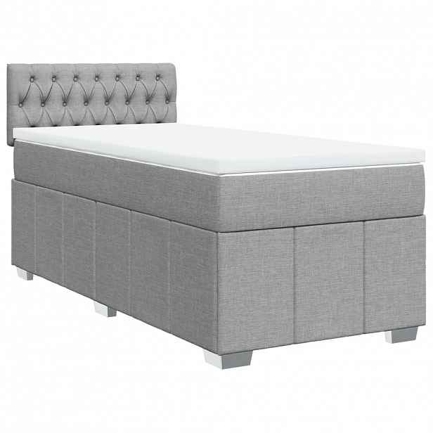 vidaXL Box spring postel s matrací světle šedý 100 x 200 cm textil