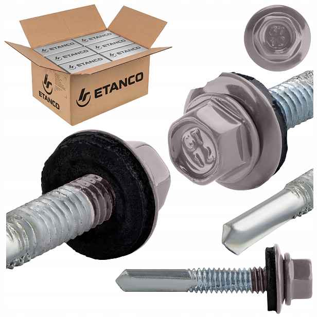 Samovrtné šrouby do kovu 12 mm 5,5 x 35 mm RAL9007 1500 ks Etanco GT12 Z14