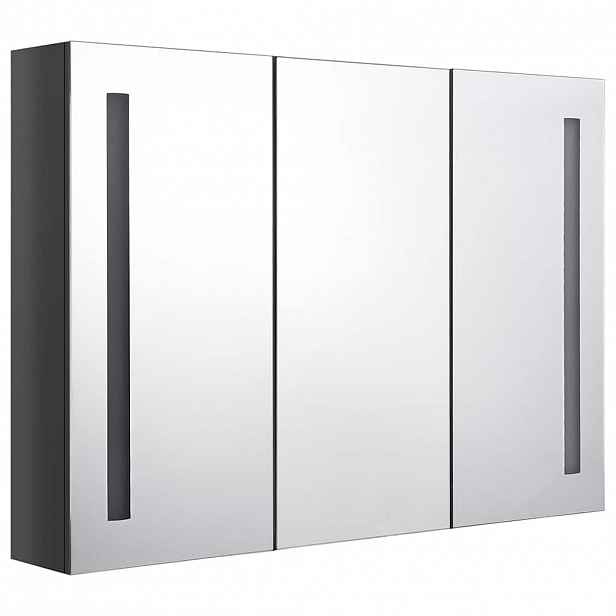 vidaXL LED koupelnová skříňka se zrcadlem 89 x 14 x 62 cm zářivě šedá