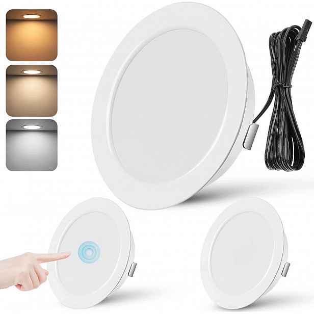 Zapuštěné Led stropní lampy 12V 3W ploché dotykové 6,5 cm 3 ks