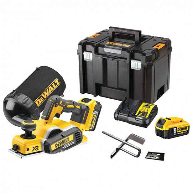 DeWALT - 18V AKU hoblík 82 mm, 2x aku 5,0 Ah XR, nabíječka DCP580P2