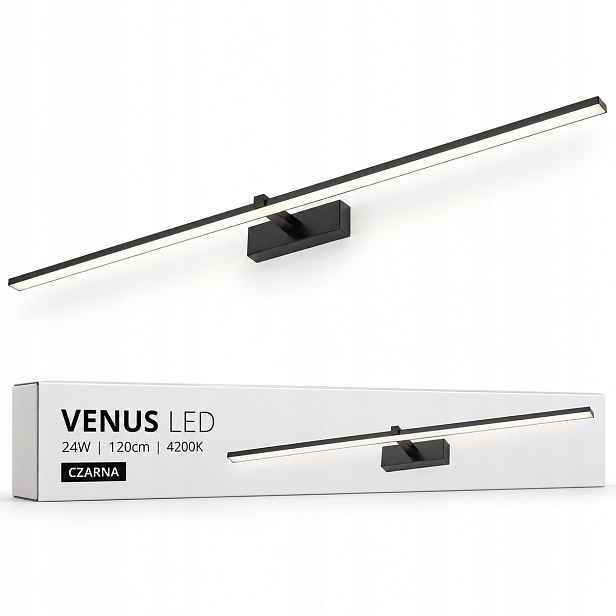 Led lampa Venus 24W 120 cm černá pro kadeřnický salon 4200K IP44
