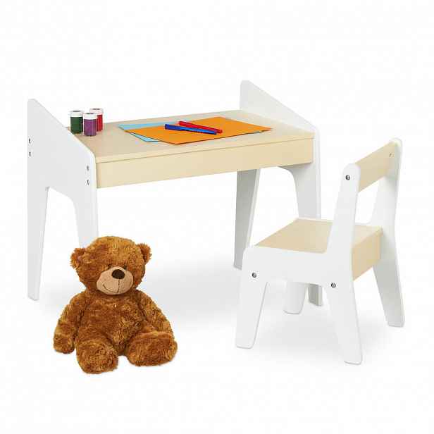 Relaxdays SEDACÍSOUPRAVA Béžová Bílá 2dílná-sada MDF stůl
