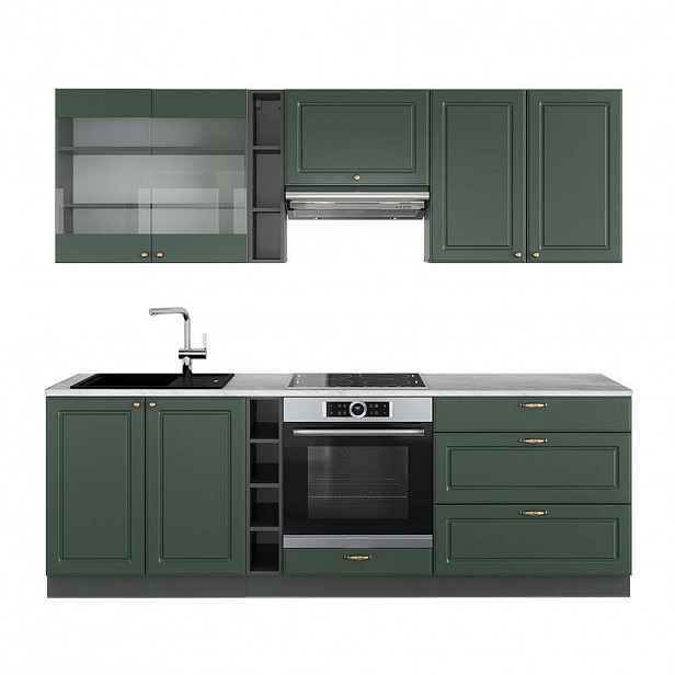 Vicco KUCHYŇSKÝ KOUT Fame-Line Zeleno-zlatá Country House/Anthracite 235 cm , PD Mramor